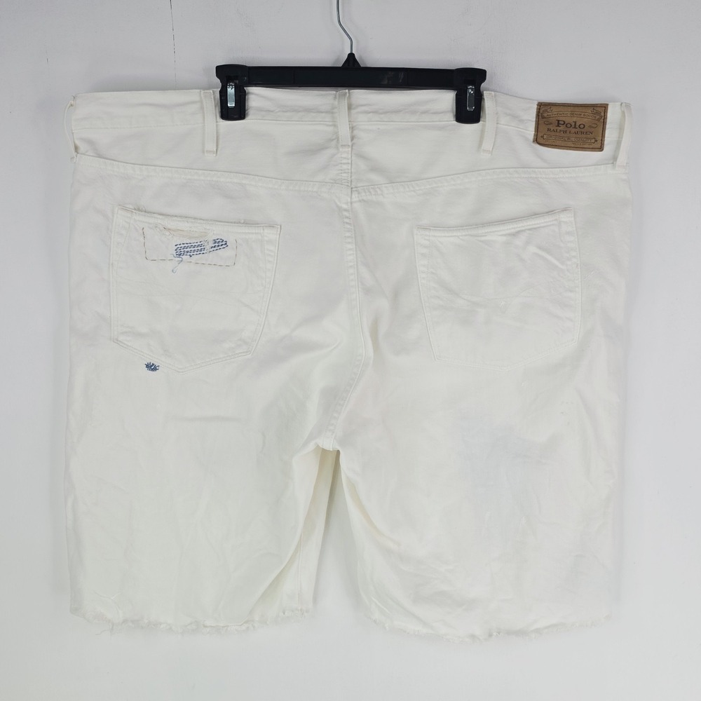 Polo Ralph Lauren Hampton Relaxed Straight White Denim Distressed Shorts Size 46 - Picture 10 of 16